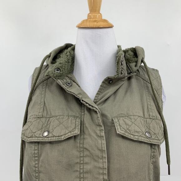 Volcom Vest Womens XS Extra Small Ivy Pile Lined Detachable Hood Snap Buttons - Picture 3 of 16